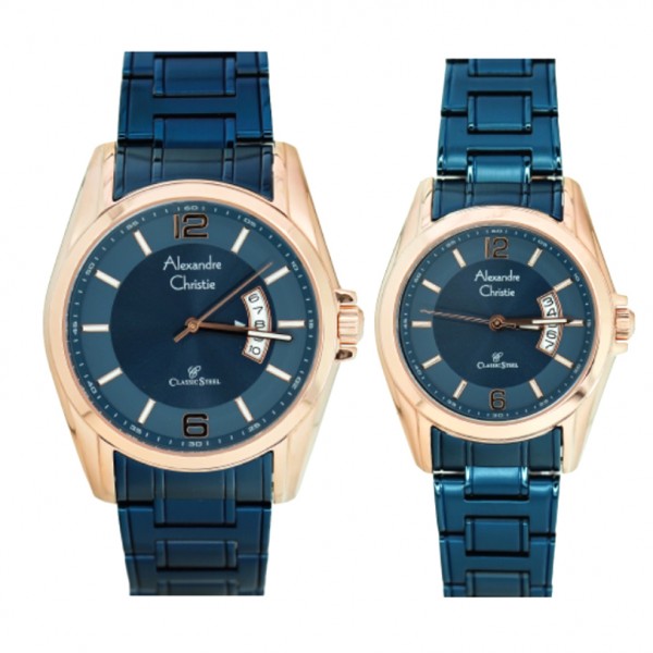 Alexandre Christie AC 8289 Rosegold Blue Couple